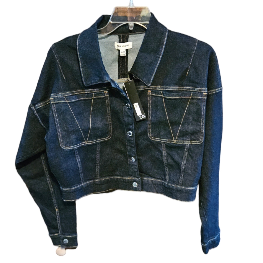 True Religion Baggy Crop Jean Jacket XL - Picture 3 of 9
